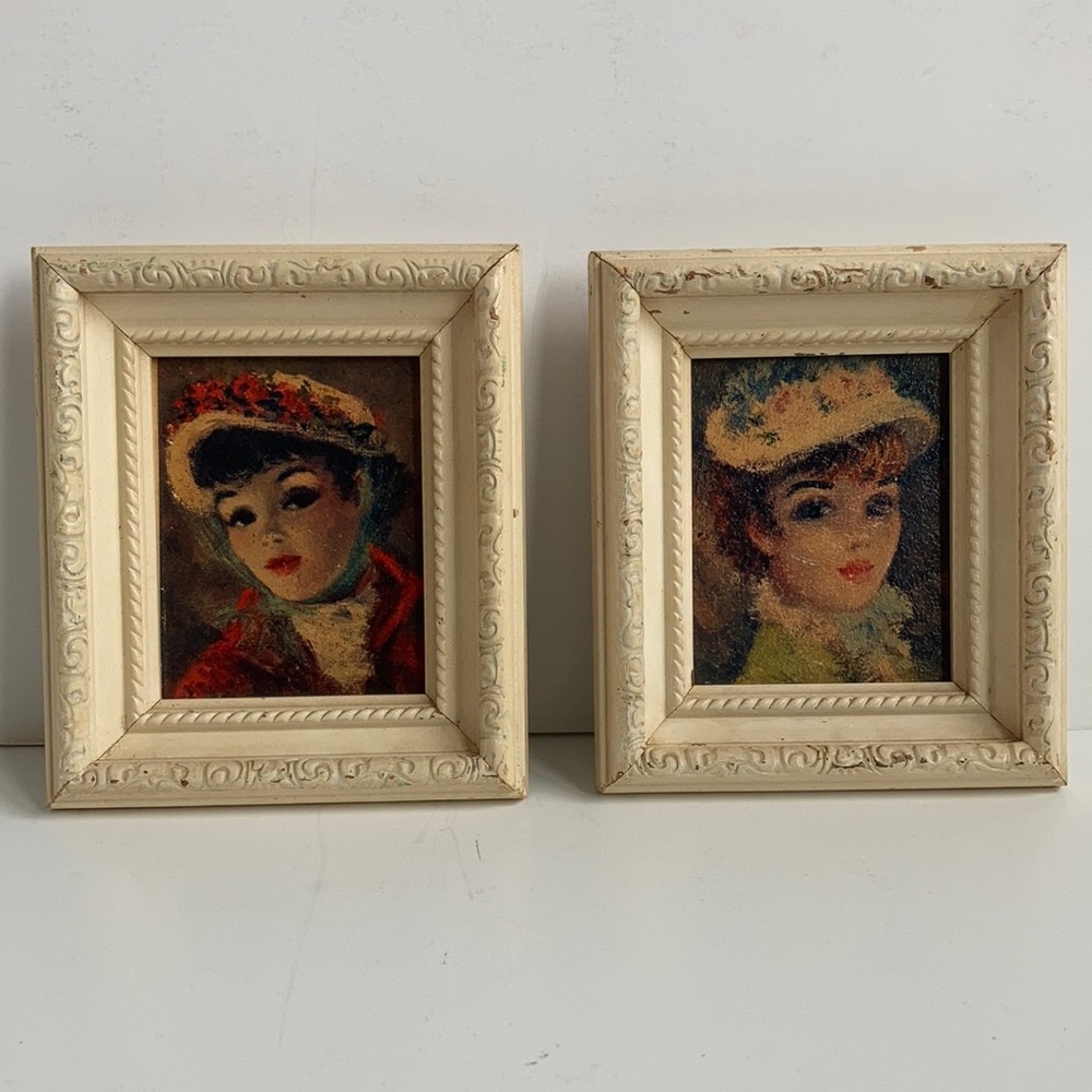 Vintage C. & A. Richards Huldah Annette & Suzanne portrait paint prints H282H283